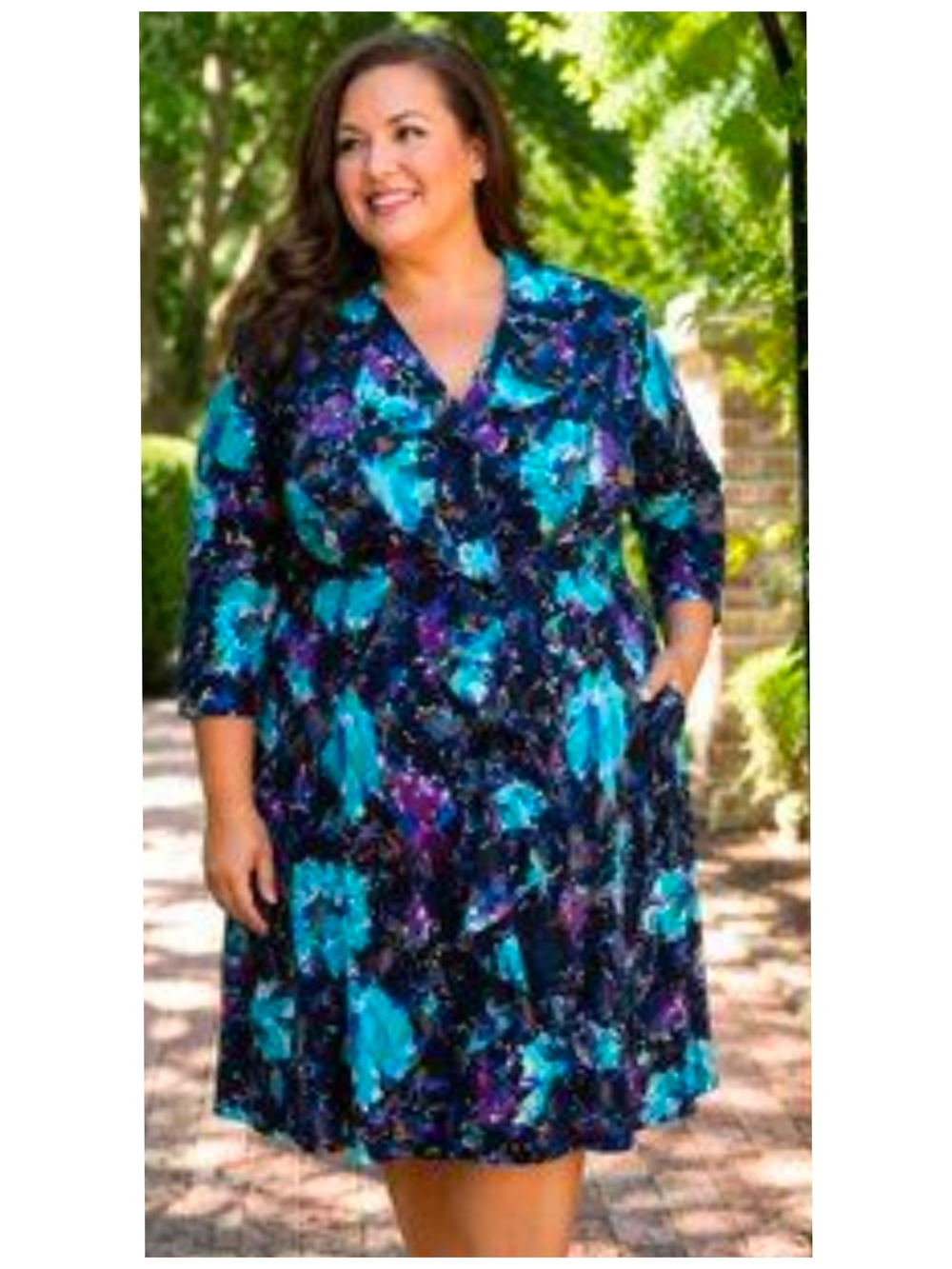 Lane Bryant Teal and Purple Floral Midi Dress Size 22/24